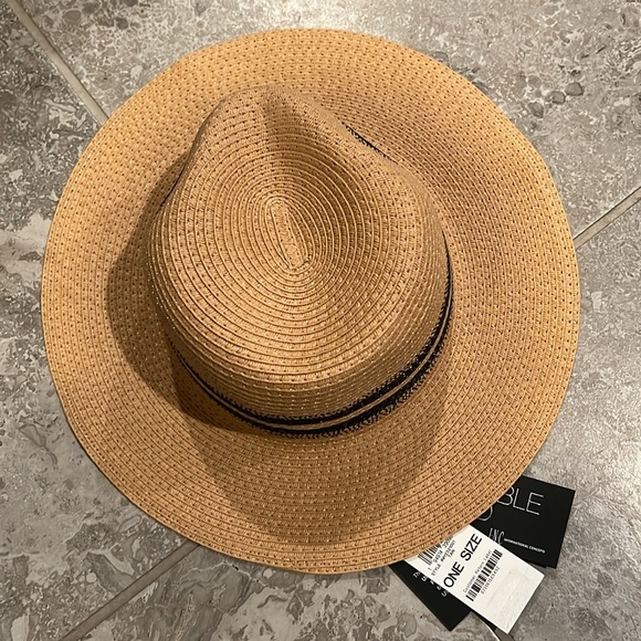 INC Striped Packable Panama Hat, Tan , One Size New w/Tag  display picture 1